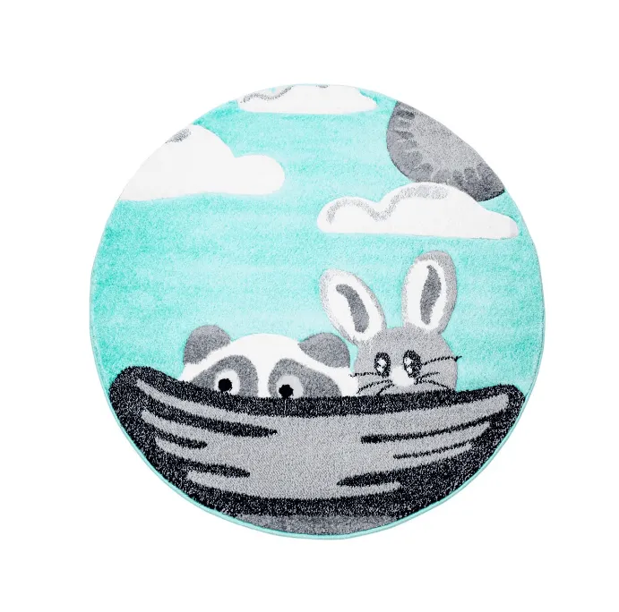 Kindervloerkleed - Bueno Bunny Rond (turkoois)