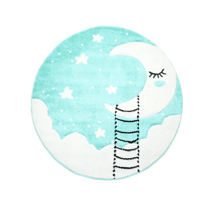 Kindervloerkleed - Bueno Moon Rond (turkoois)