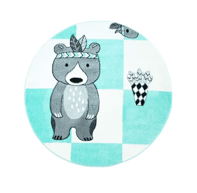 Kindervloerkleed - Bueno Indian Bear (turkoois)