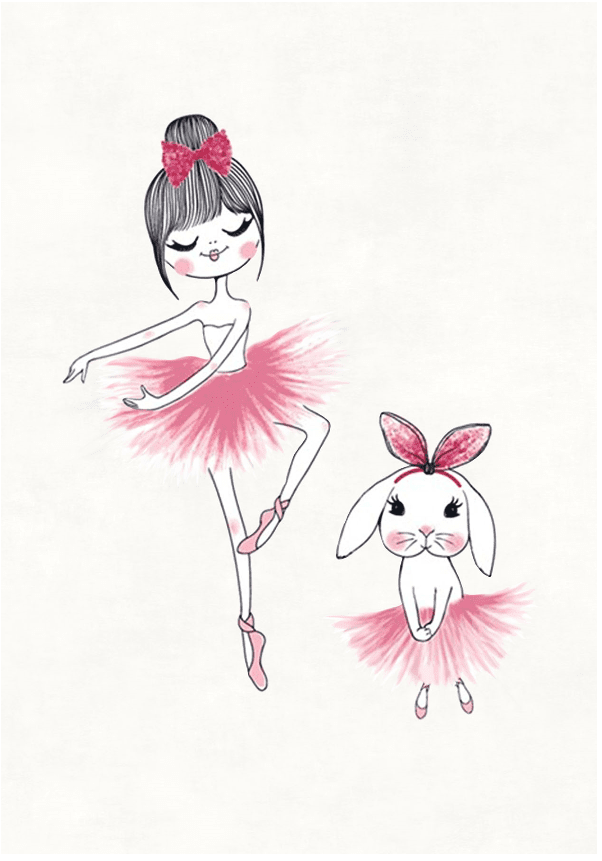 Kindervloerkleed - Dancing ballerinas (roze)