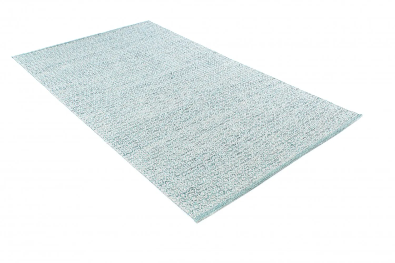 Wollen-vloerkleed - Snowshill (turkoois/wit)