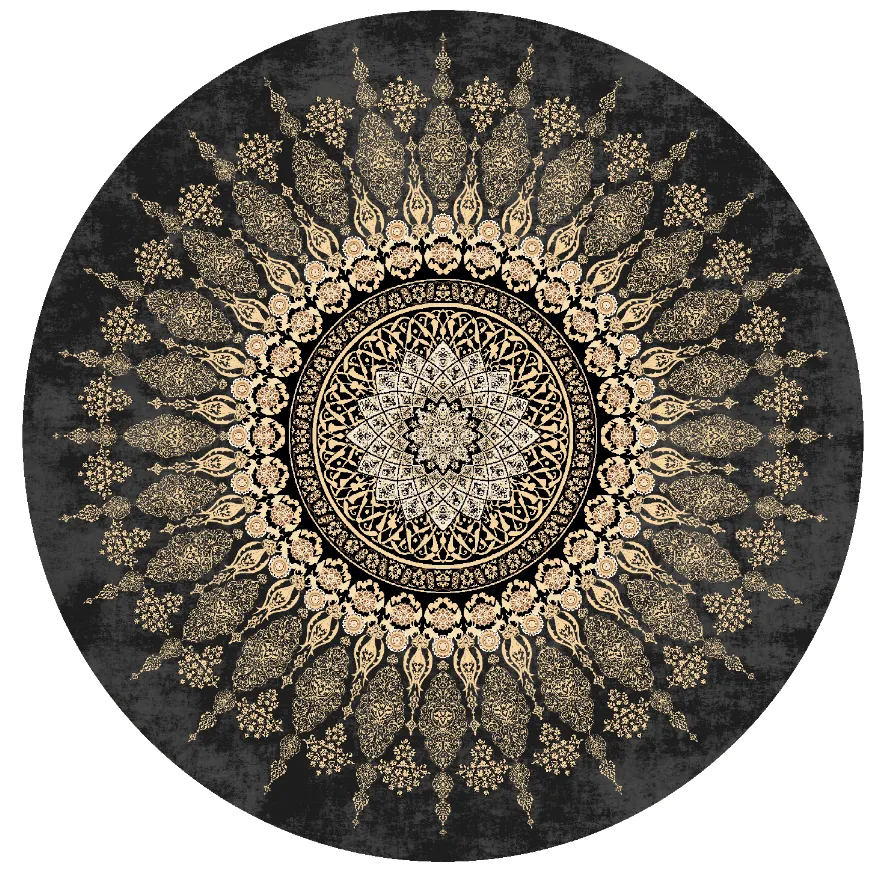 Rond vloerkleed - Sandrigo (zwart/goud)
