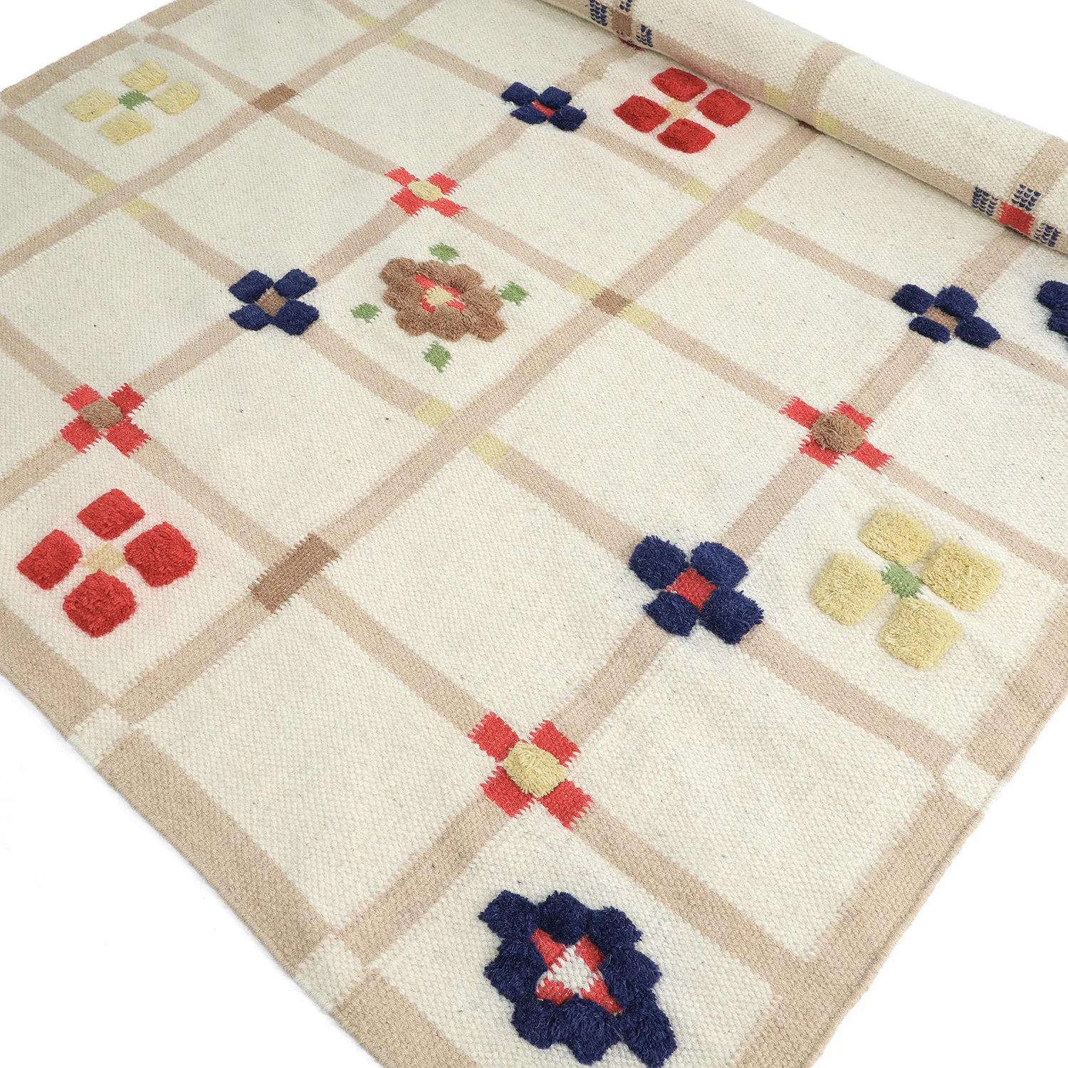 Wollen-vloerkleed - Lausanne Flatweave Tufted Premium (wit/beige)