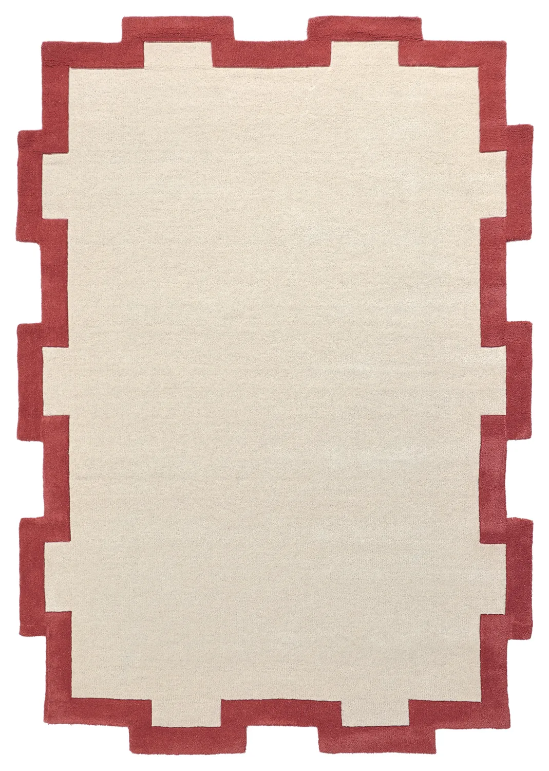 Wollen-vloerkleed - Agra Hand Tufted Wool Premium (crème/rood)