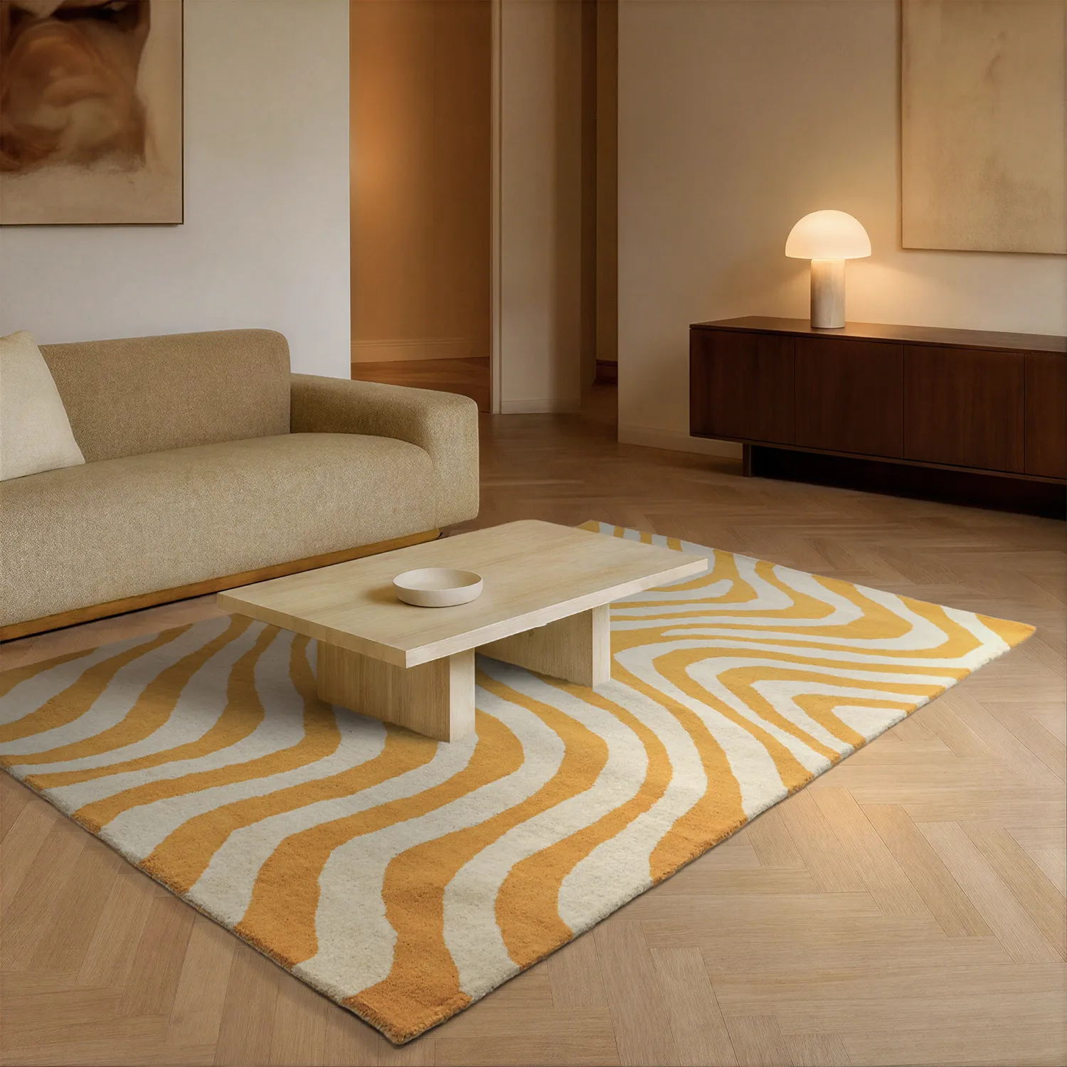 Wollen-vloerkleed - Aiz Hand Tufted Wool Premium (geel)