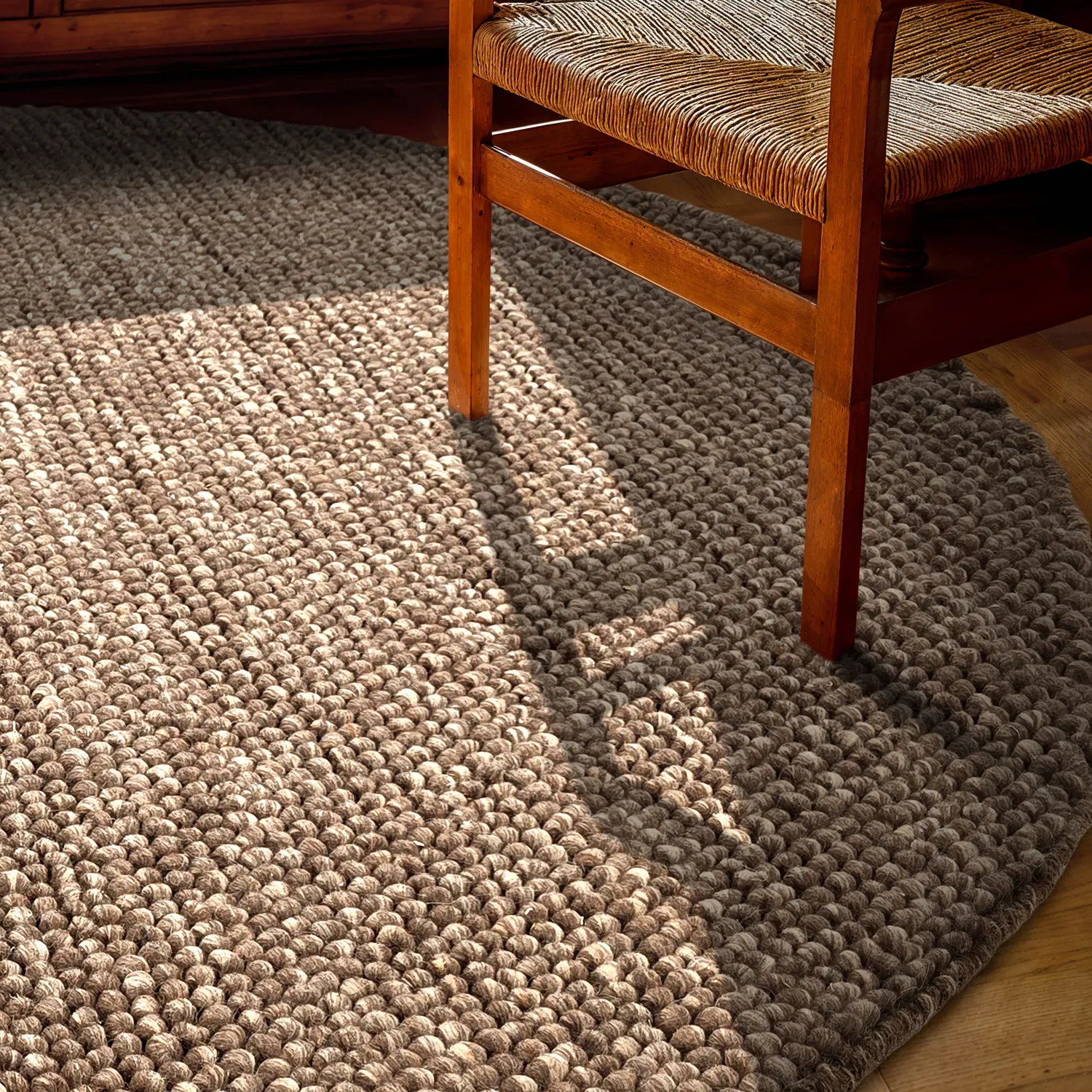 Rond vloerkleed - Avafors Wool Bubble (bruin/beige)