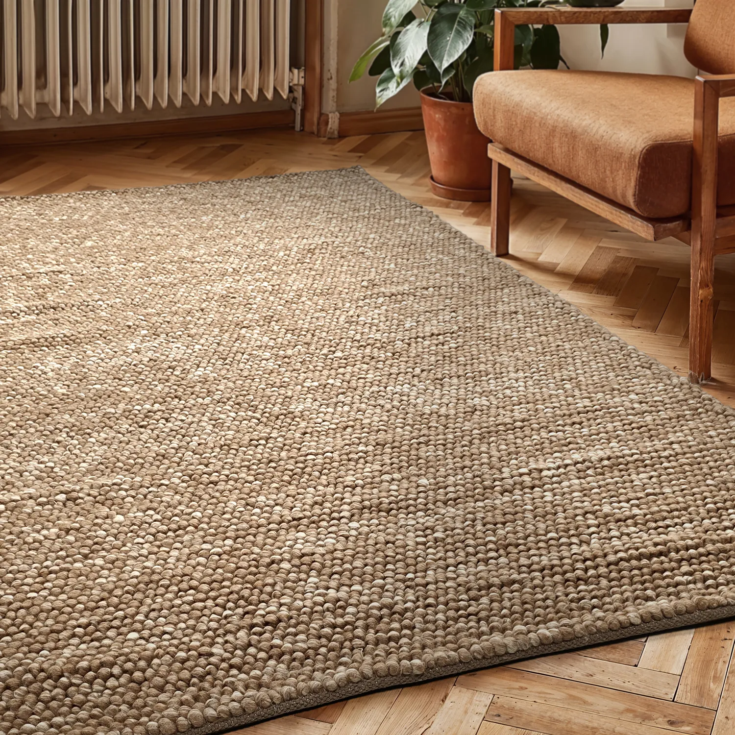 Wollen-vloerkleed - Avafors Wool Bubble (lichtbruin/wit)