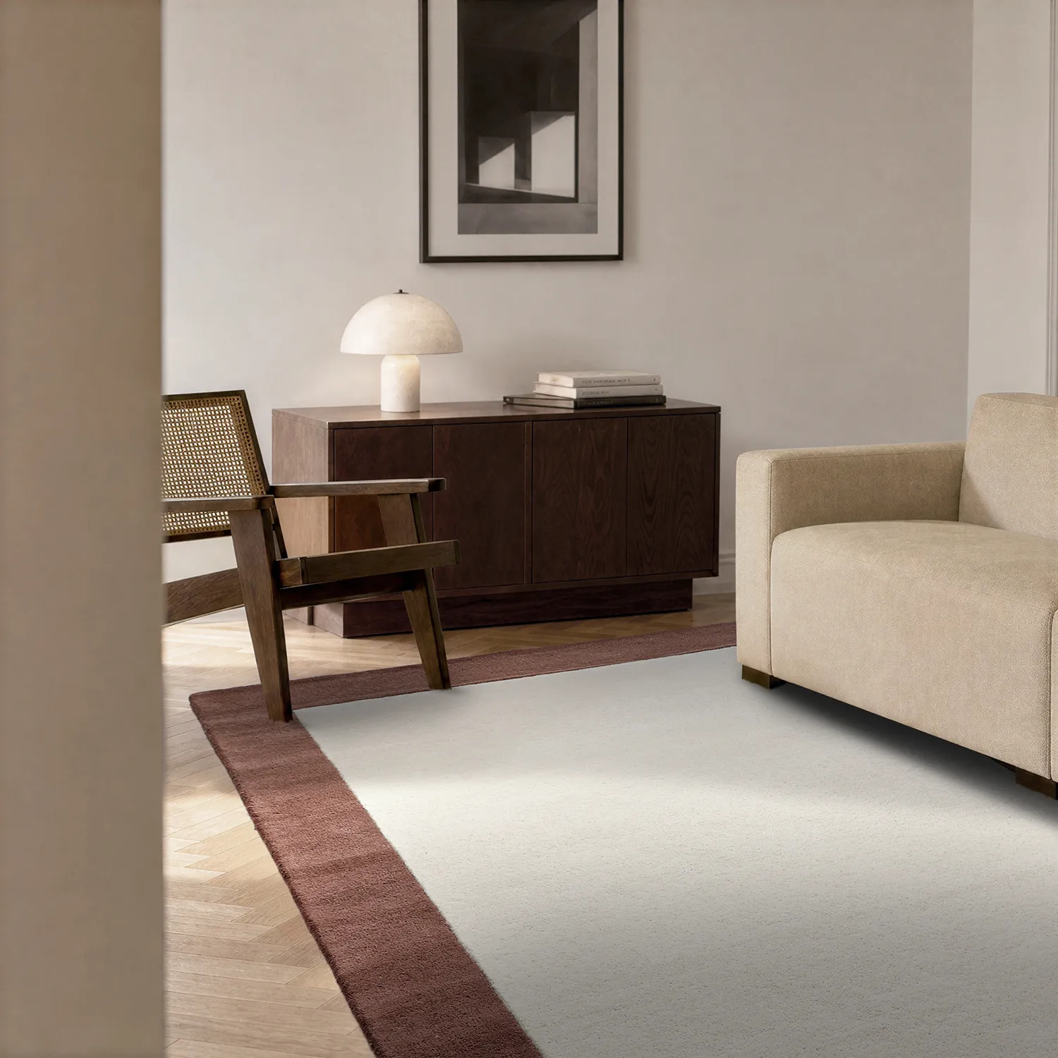 Wollen-vloerkleed - Gaya Hand Tufted Wool Premium (crème/bruin)