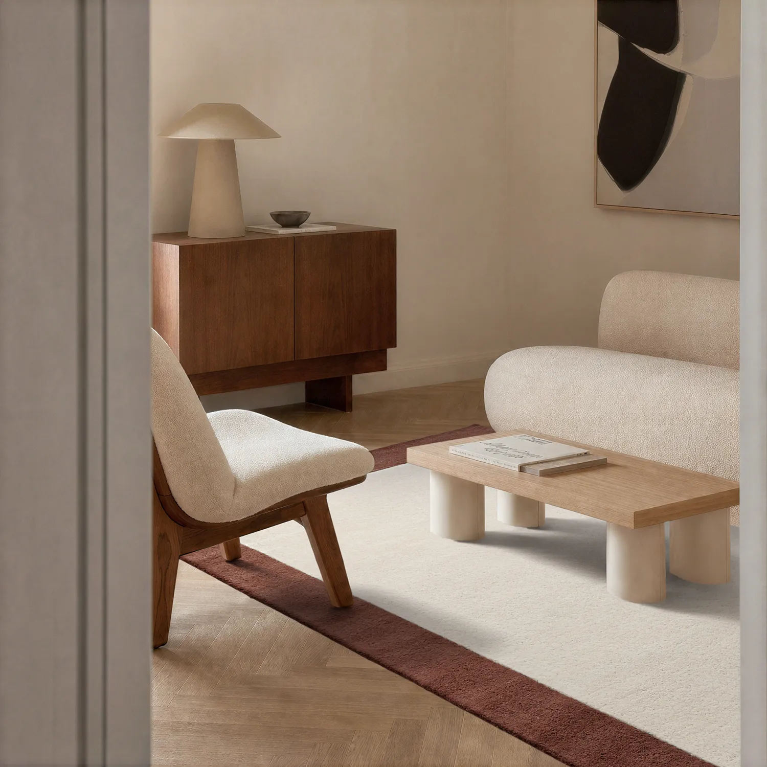 Wollen-vloerkleed - Gaya Hand Tufted Wool Premium (crème/bruin)