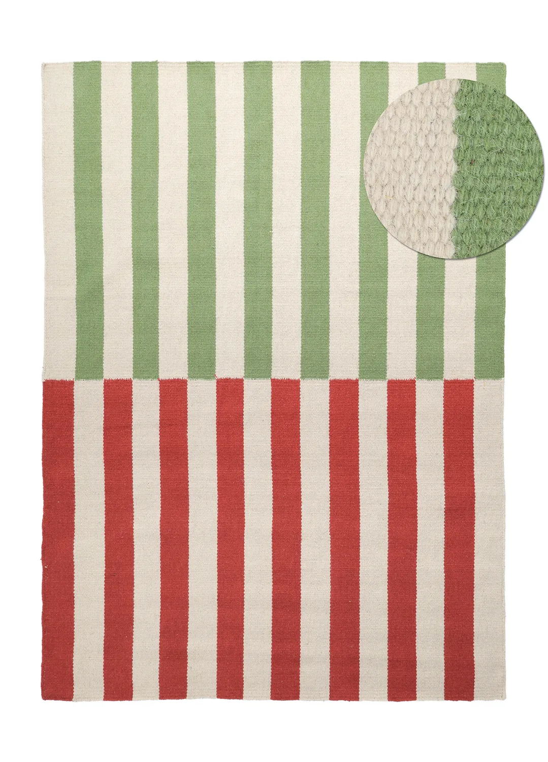 Wollen-vloerkleed - Peniche (crème/groen/rood)