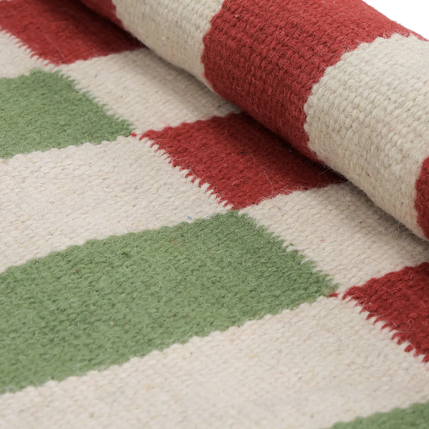 Wollen-vloerkleed - Peniche (crème/groen/rood)