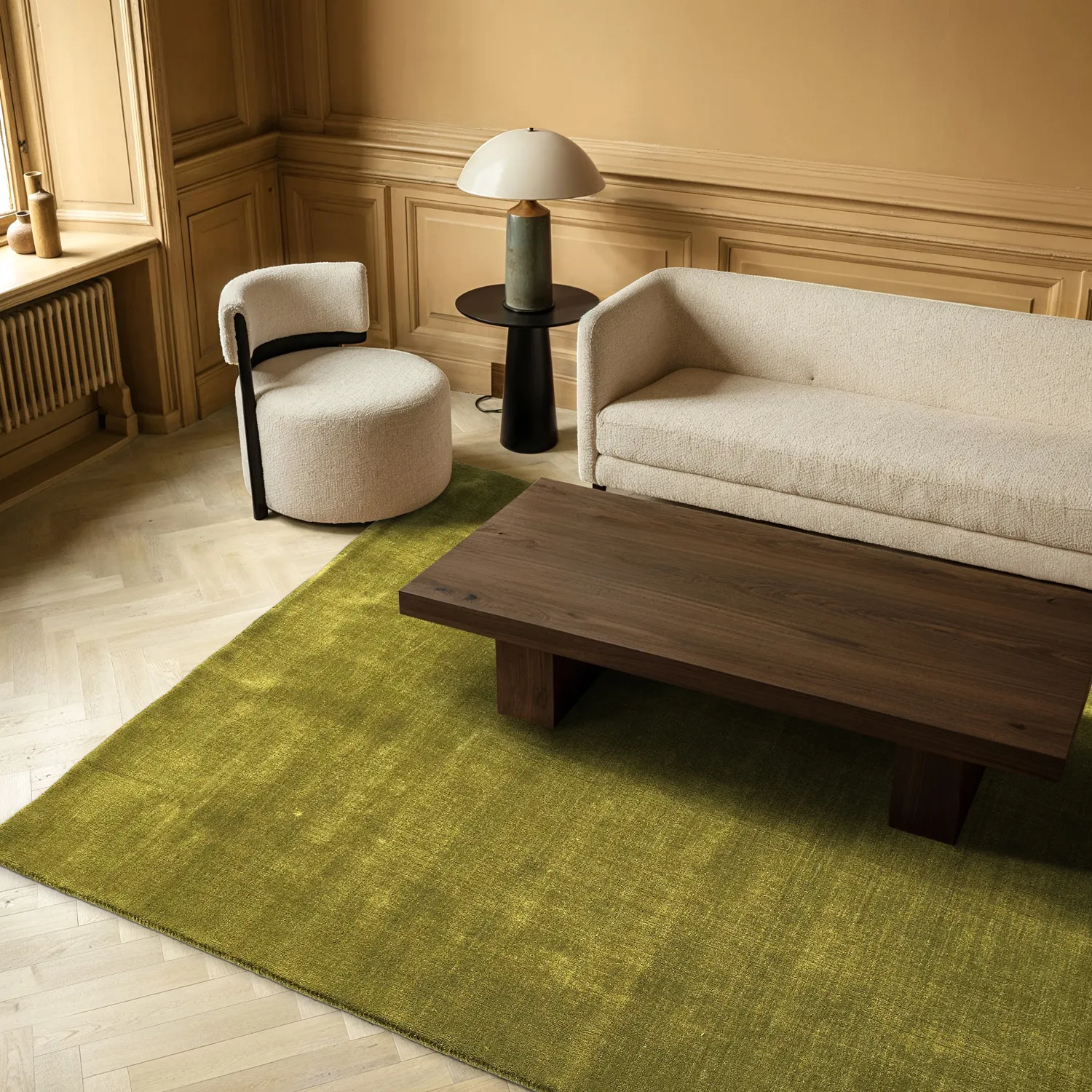 Wollen-vloerkleed - Rozel Handloom Wool Premium (mosgroen)