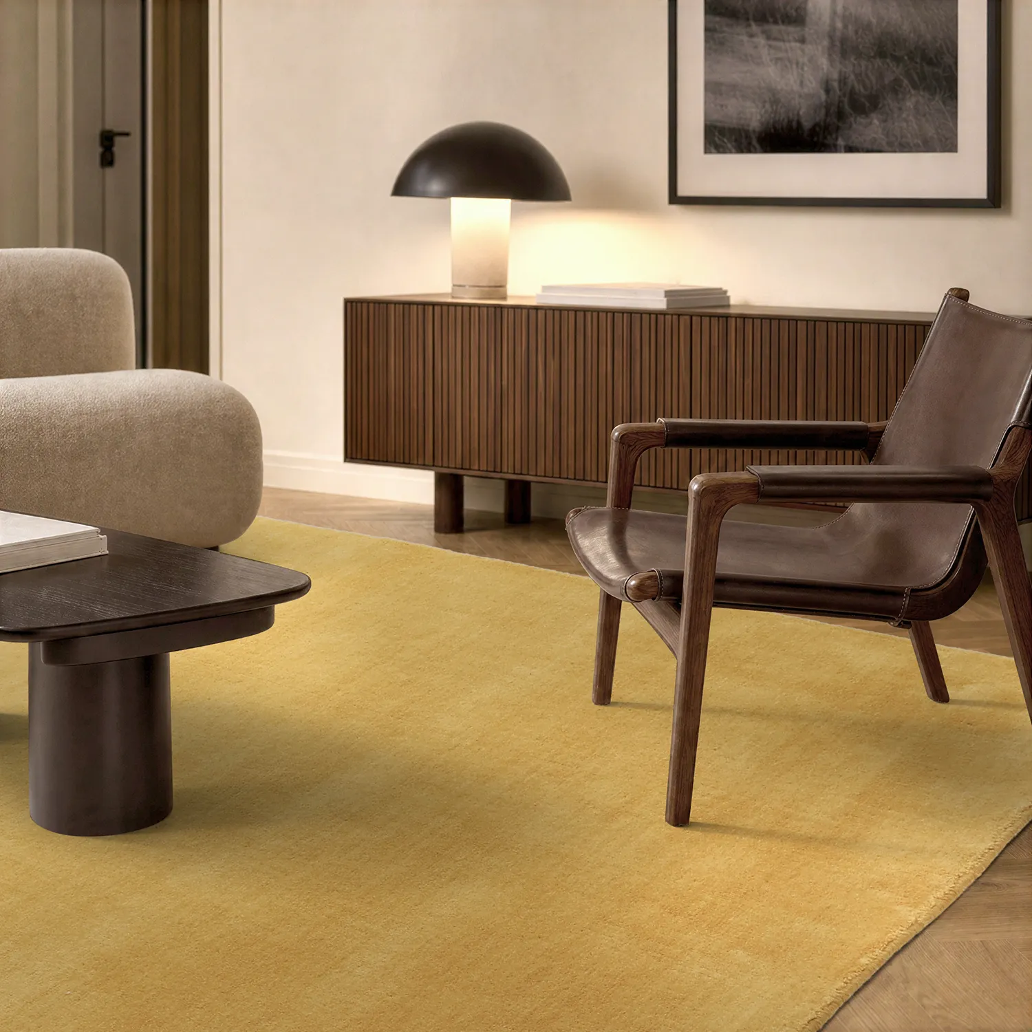 Wollen-vloerkleed - Rozel Handloom Wool Premium (oker)