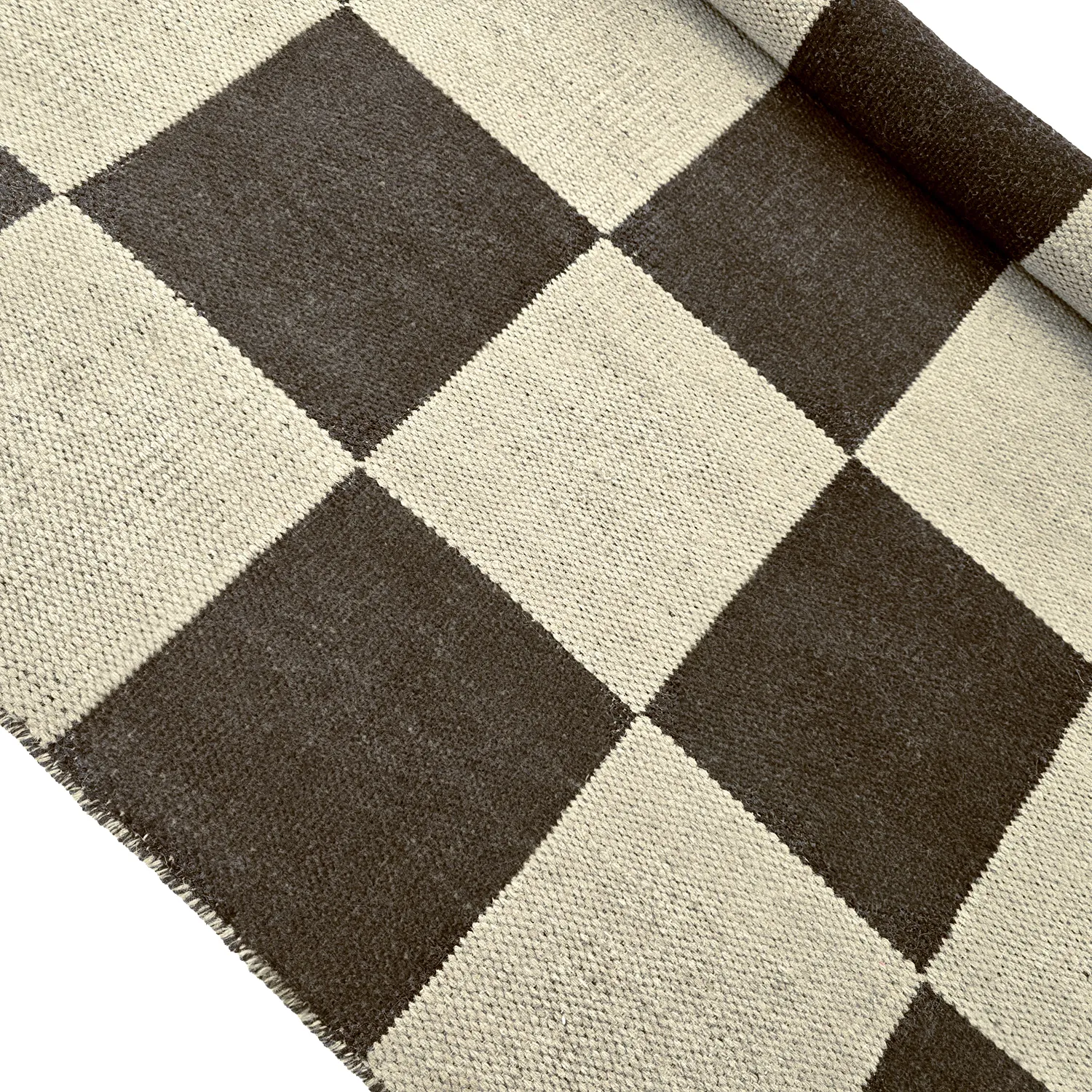 Wollen-vloerkleed - Scacco (zwart/beige)
