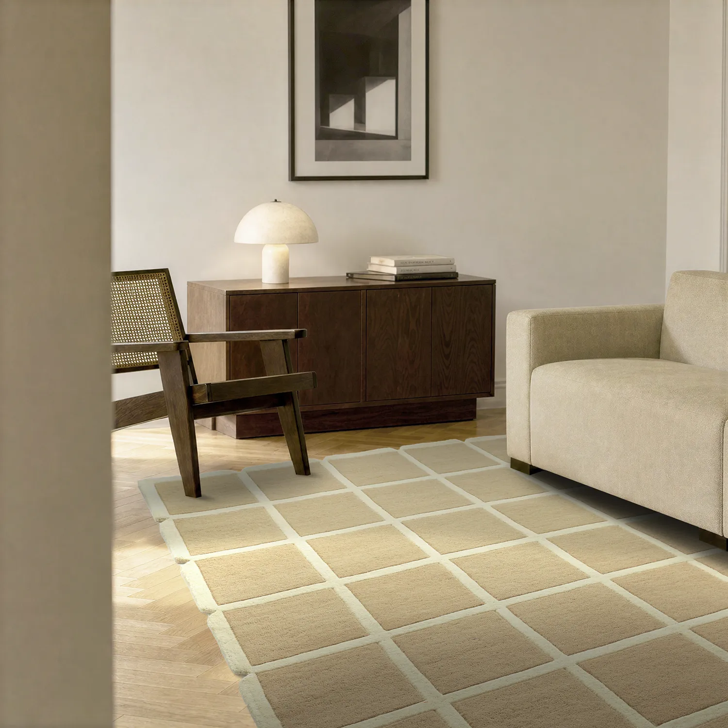 Wollen-vloerkleed - Syl Hand Tufted Wool Premium (beige/crème)
