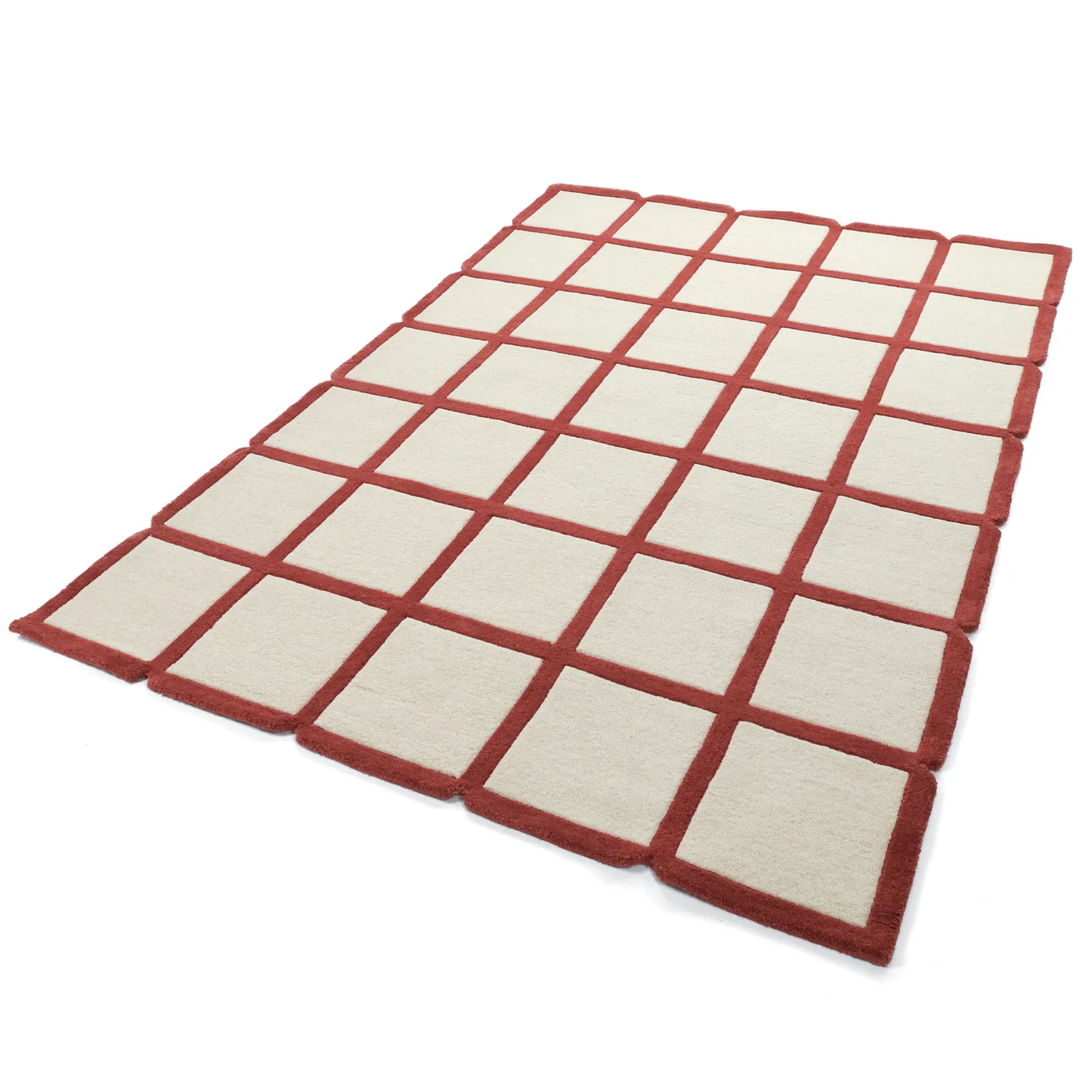 Wollen-vloerkleed - Syl Hand Tufted Wool Premium (rood/wit)