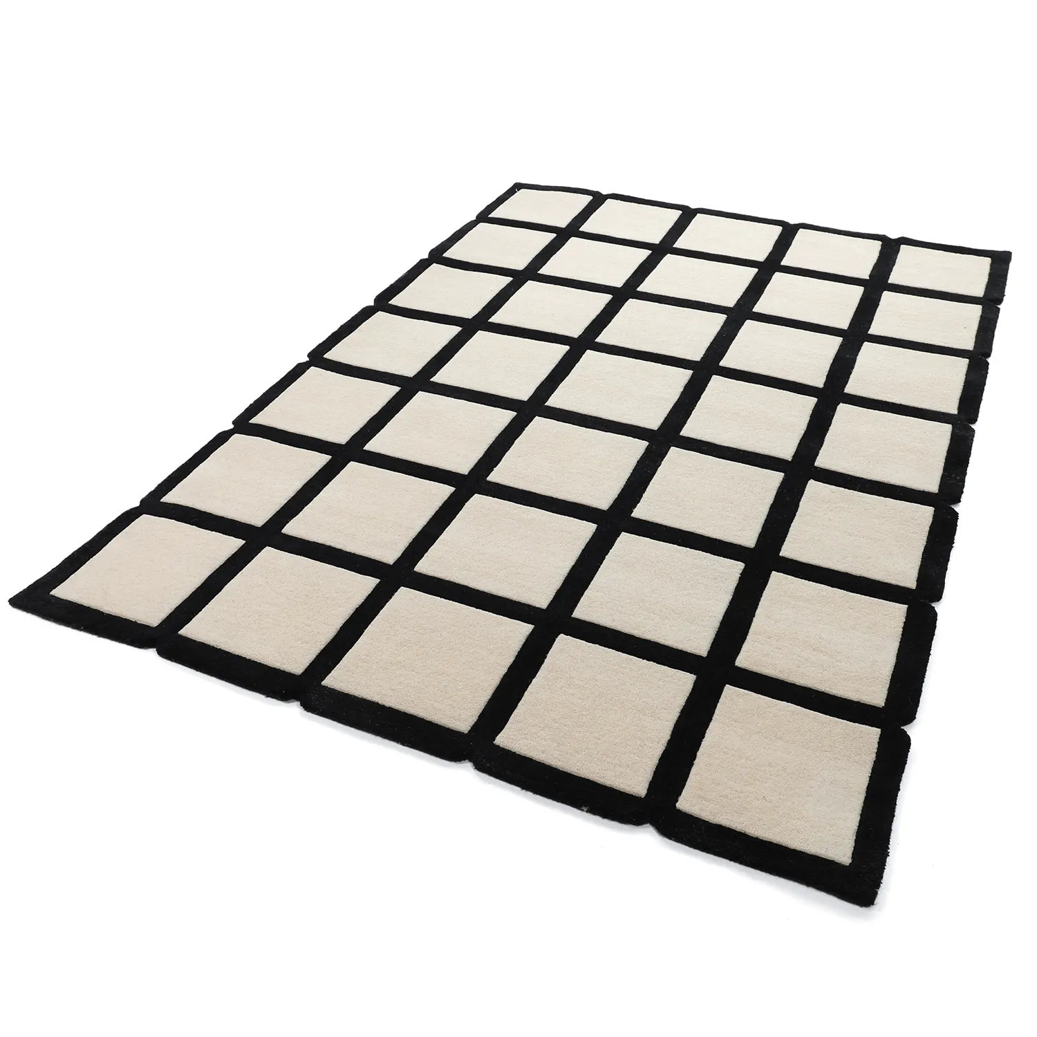 Wollen-vloerkleed - Syl Hand Tufted Wool Premium (zwart/wit)