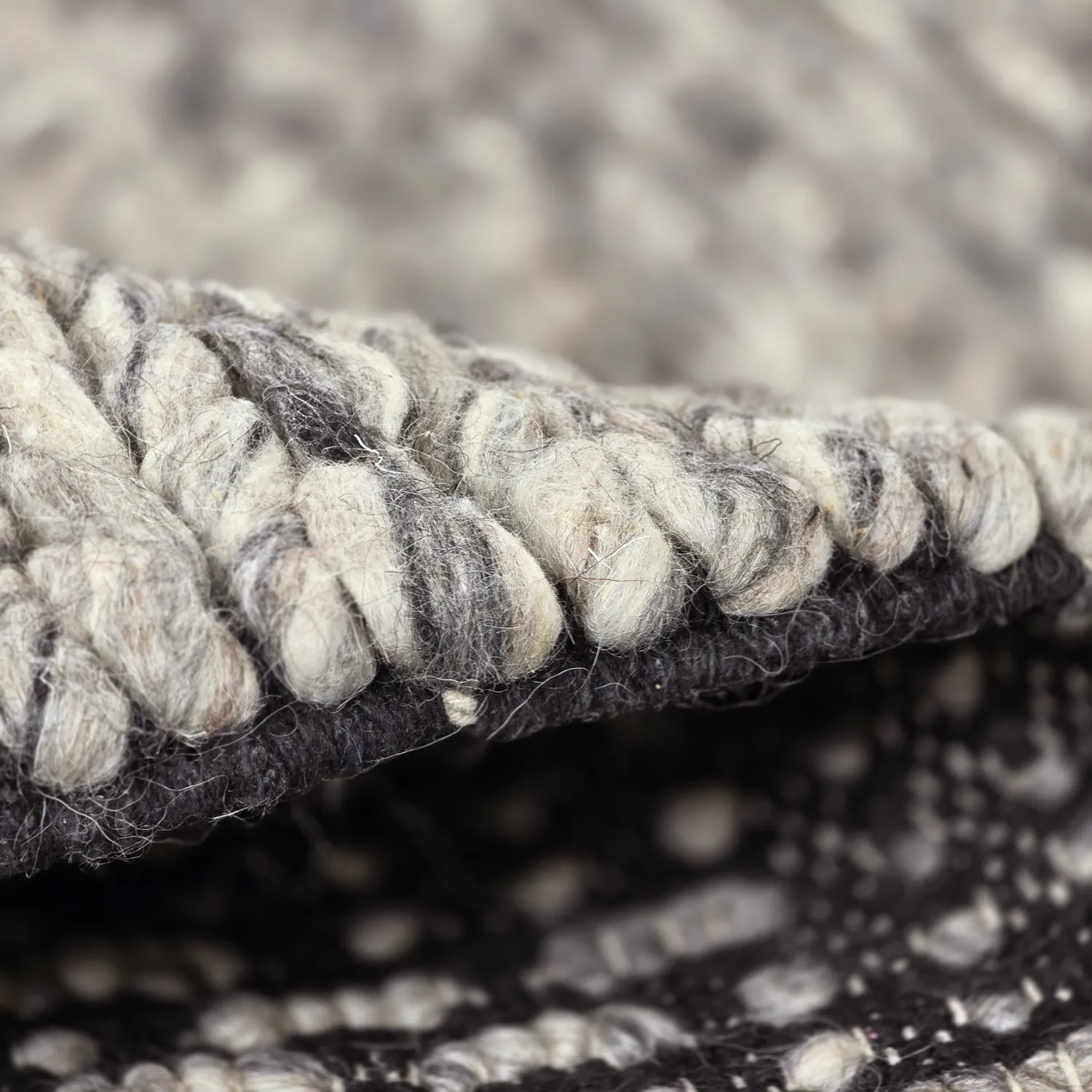 Wollen-vloerkleed - Talvia Braided Wool (donkergrijs)