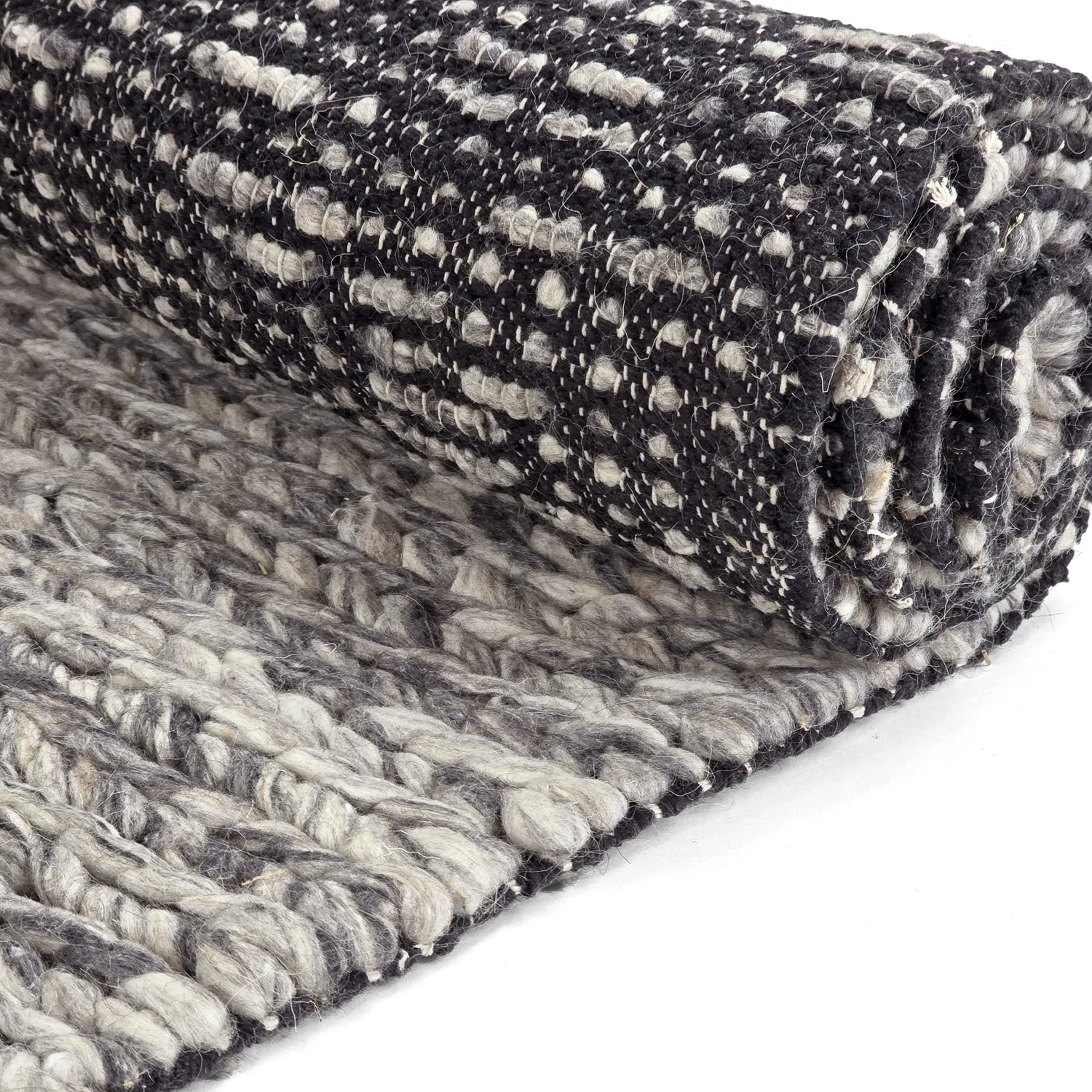 Wollen-vloerkleed - Talvia Braided Wool (donkergrijs)