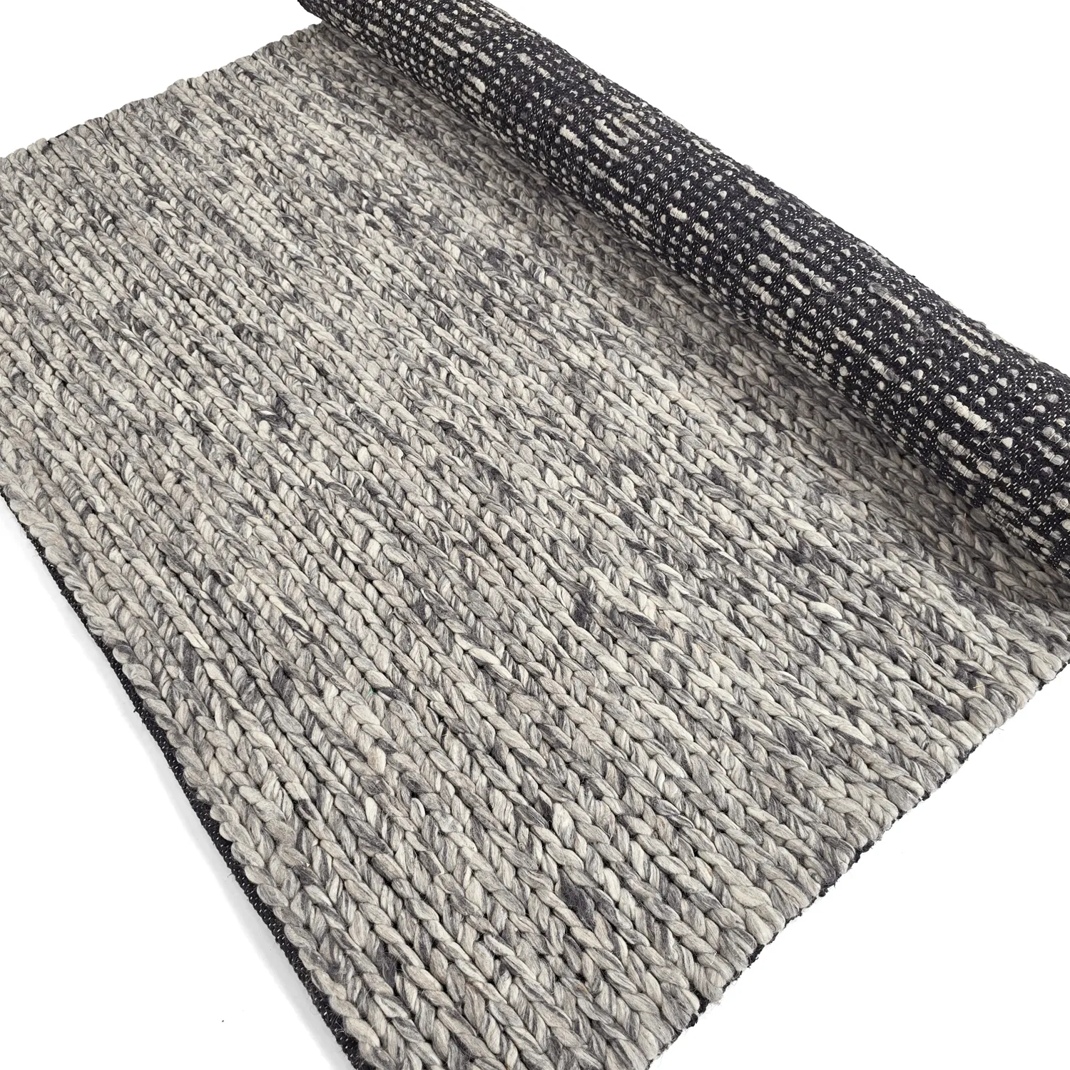 Wollen-vloerkleed - Talvia Braided Wool (donkergrijs)