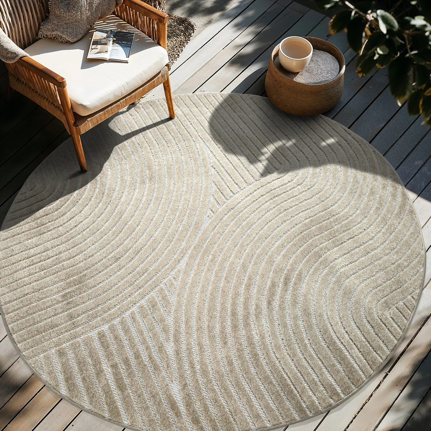 Rond vloerkleed - Indoor/Outdoor Devon (beige)