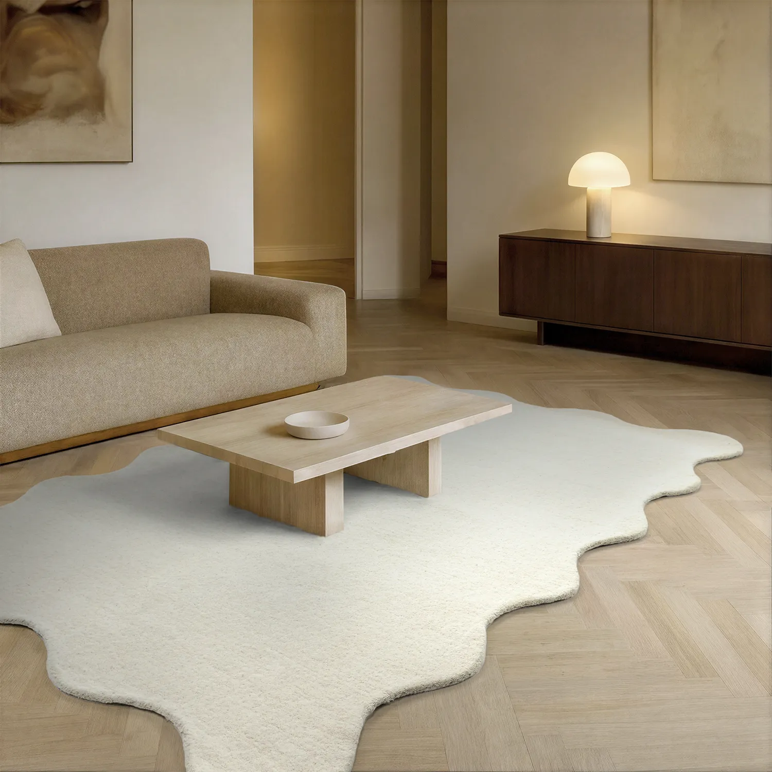 Golvend wollen tapijt - Diu Hand Tufted Wool Premium (wit)