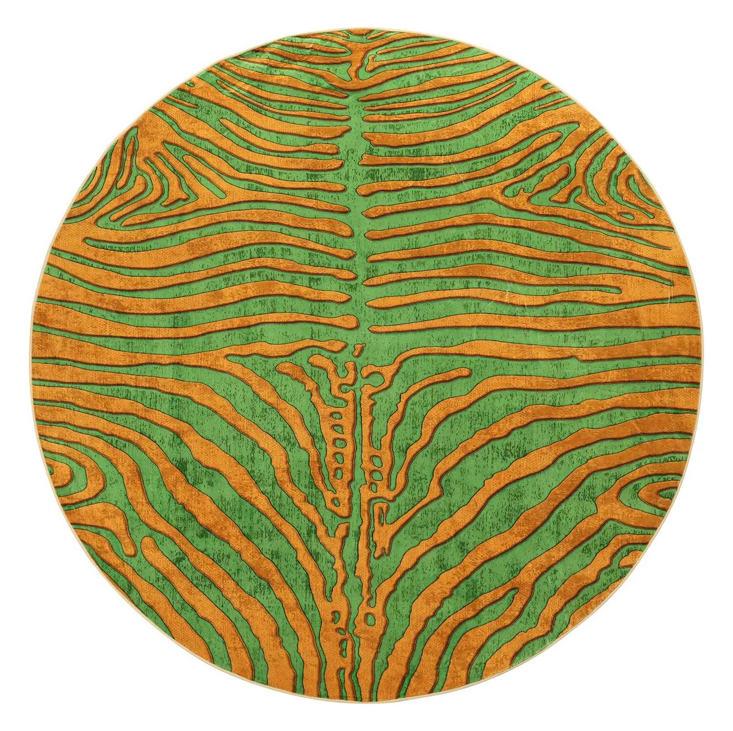 Rond vloerkleed - Zebra (groen/oranje)