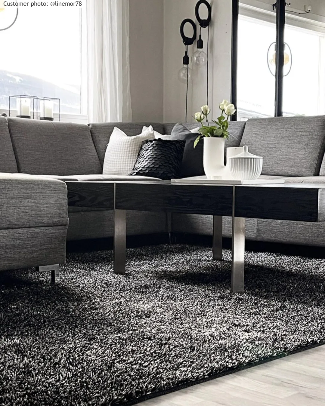 Hoogpolig vloerkleed - Cosy (antraciet)
